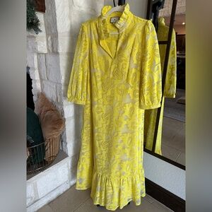 Tuckernuck Yellow Lace Palmerston Maxi Dress, Size M